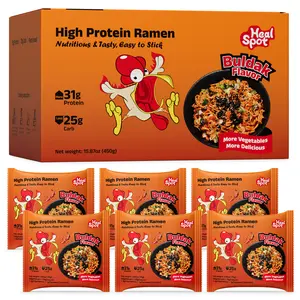 Healspot Upgraded High Protein Dry Tossed Ramen—31g Plant-Based Protein, Low Fat, Low Carb, Keto Friendly, Plant Based, Non GMO—Flavor Options: Spicy Buldak, Hot Pot or Sesame Sauce