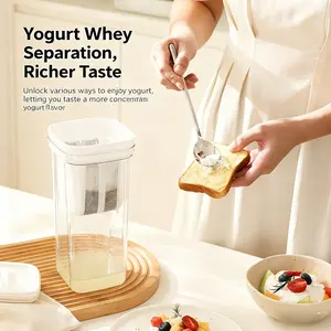 Heavy-Duty Yogurt Strainer - 38.72Oz / 1100Ml Fine Mesh Yogurt Maker with Lid, Suitable for 1100Ml Cheese Yogurt Products. This Reusable Yogurt Filter Is Ideal for Thick Greek Yogurt, Soy Milk, Kefir, Berries, Soups, Juices, And Coffee