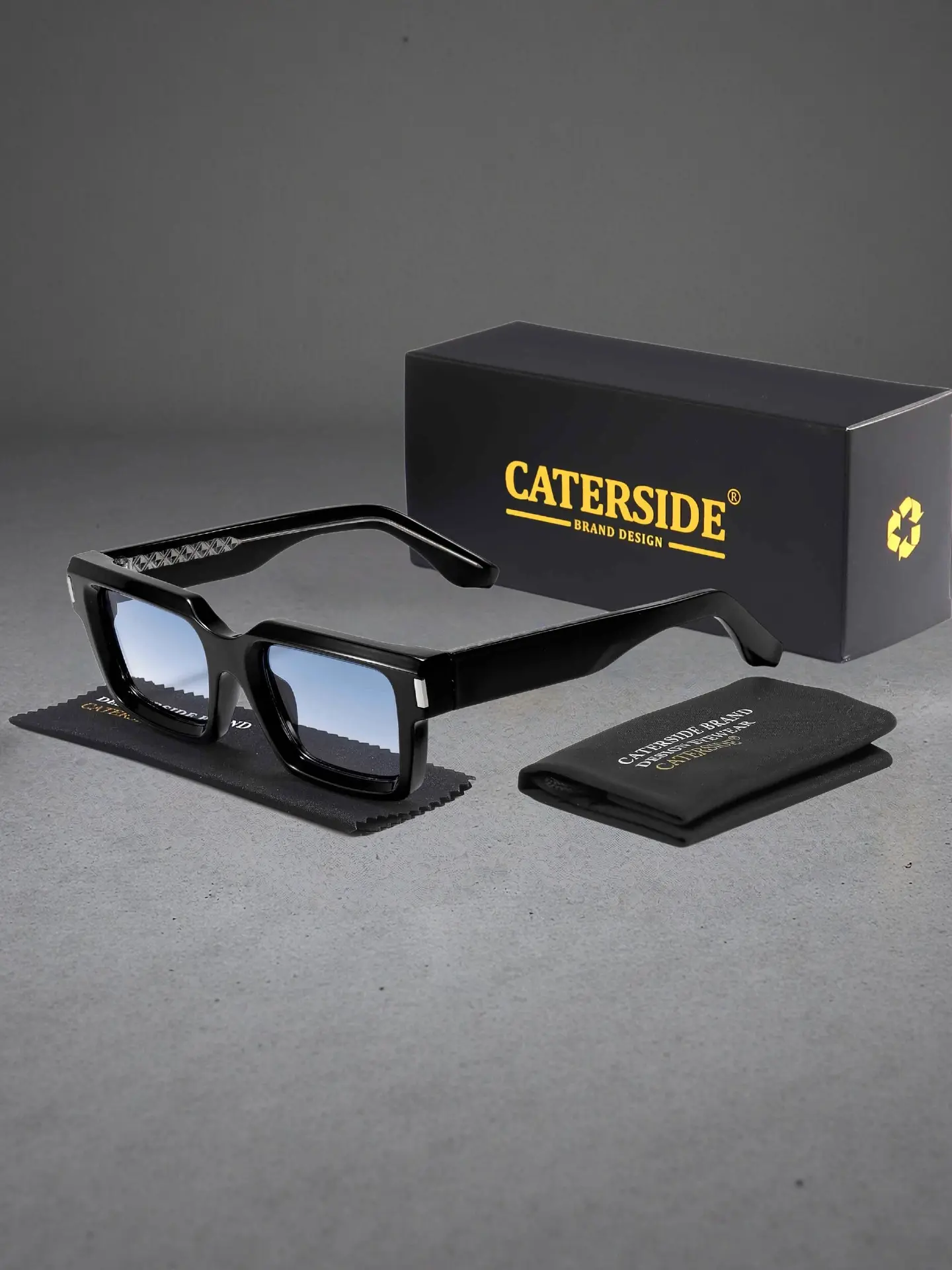 CATERSIDE Unisex Retro Square Sunglasses Uv400 Protection, Casual Style for All Seasons, Perfect for Music Festivals & Beach Parties