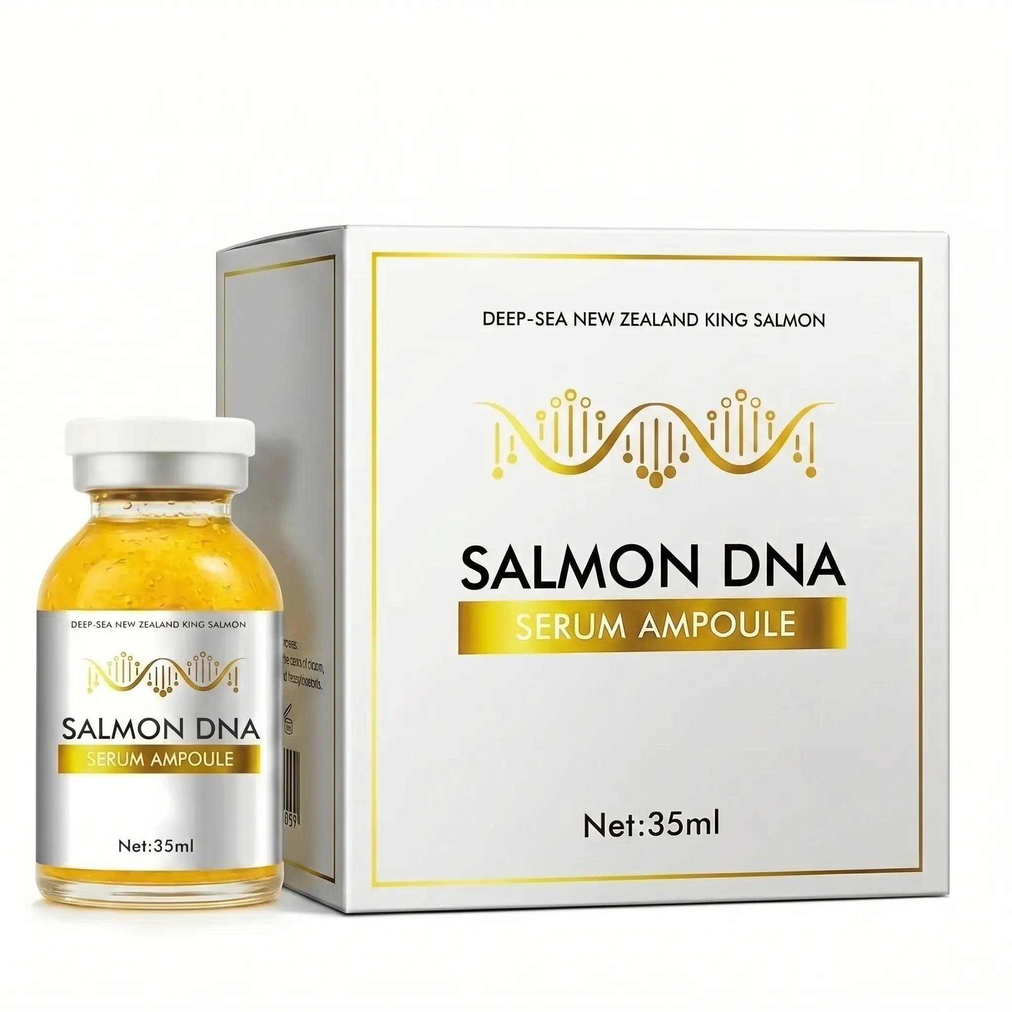 Luxury Salmon DNA Serum Ampoule with Collagen Boost for Plump, Radiant Skin - Fast Absorbent Anti-Aging Face Treatment for Dullness, 35ml, Moisturizer, Hydrate, Firming, Moisture, Nz Salmon Dna, Cellular Rejuvenate, King Salmon