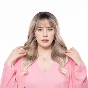 24-Inch Blonde Ombre (Brown Roots) Wavy Synthetic Wig | 【Cap Included】 | #33 FSGB