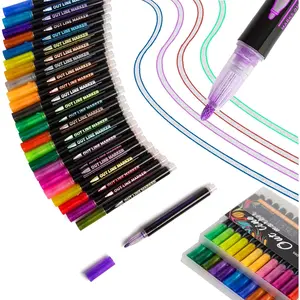 24 Outline Shimmer Markers Set for Christmas Stocking Stuffers ,Metallic Outline Marker for Teen Girl Gifts Trendy Stuff ,Glitter Pens for Christmas Gift for Teen Girls, Arts Crafts