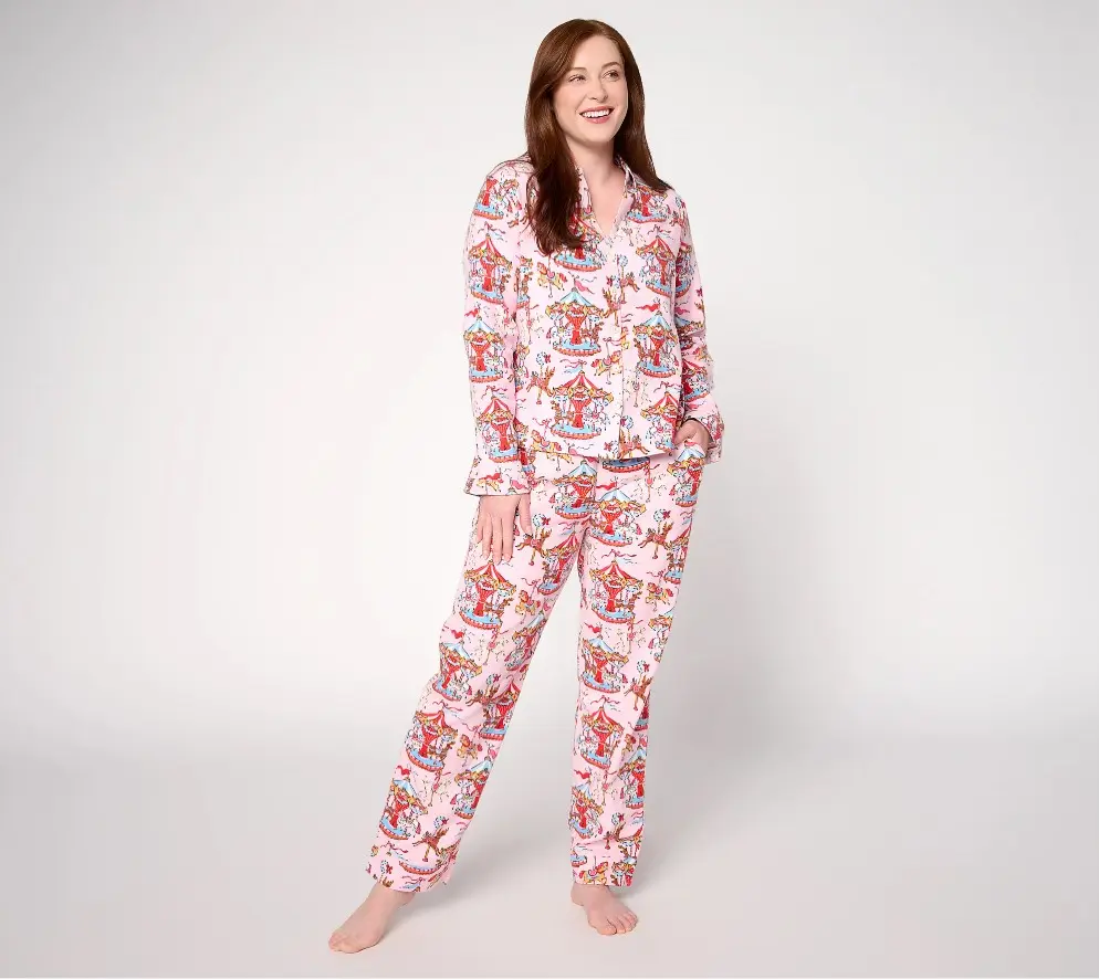 Printfresh x Kathy Hilton Christmas Carousel Flannel PJ Set