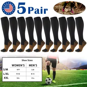 New 5 Pairs Copper Compression Socks 20-30mmHg Graduated Support Mens Womens S/M-XXL Activewear Varicose Veins