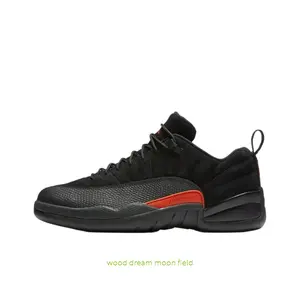 Black and Orange Low-Top Retro Basketball Shoes with Black Suede and Textured Leather Upper, Orange Accents