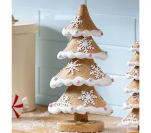 Evergreen Set of 2 Resin Gingerbread Trees Table Decor