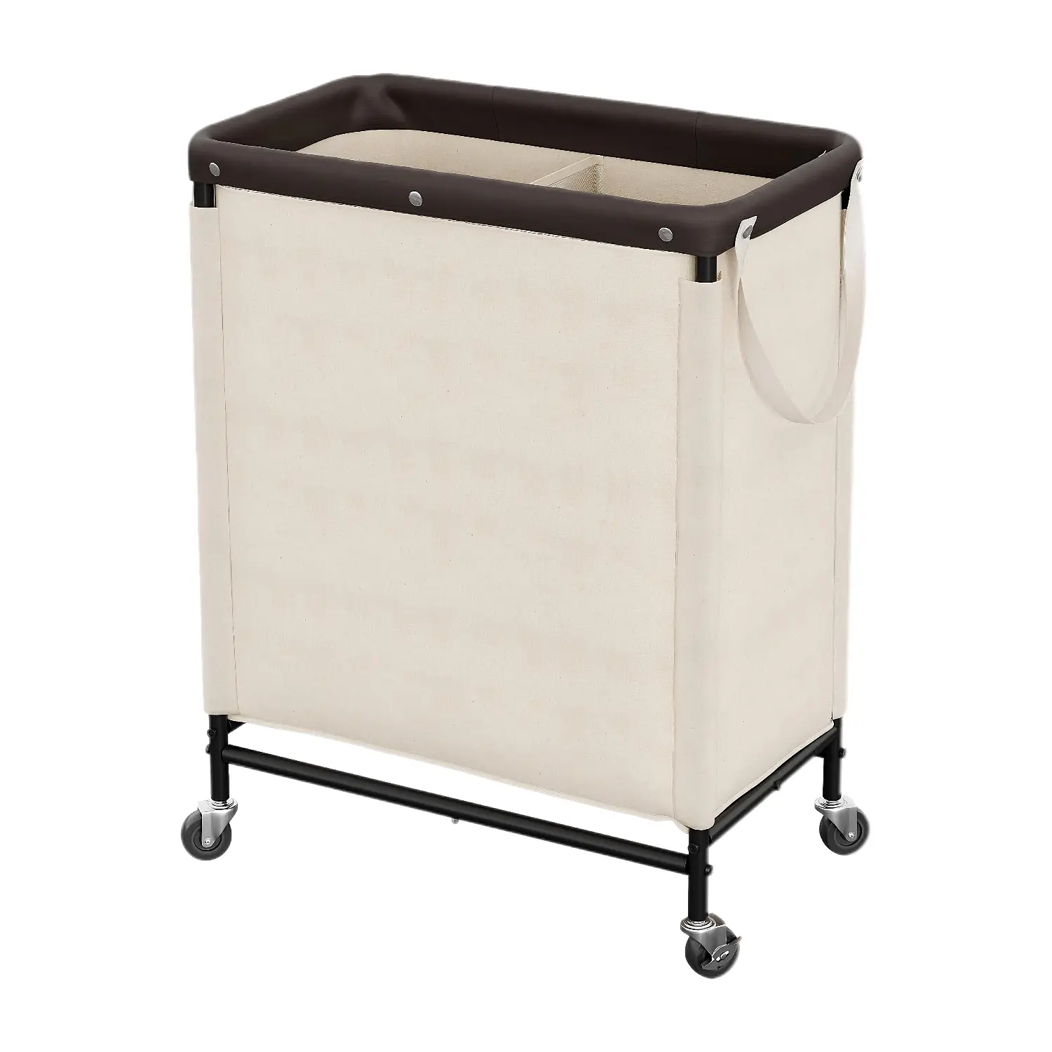 StorageWorks 2-Section Heavy-Duty Oxford Fabric Laundry Hamper, 100L Rolling Sorter Cart with Wheels, Handles & Detachable Parts, Laundry Baskets for Bedroom, Bathroom