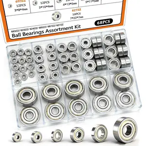 68 PCS 693ZZ/ 623ZZ/ 624ZZ/ 685ZZ/ 687ZZ/ 627ZZ Ball Bearings Assortment Kit, Small Bearings Carbon Steel Deep Groove Bearing, for Furniture Wheel, Roller Skates, 3D Printing and ect -6 Size