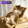 Sisal Cat Scratcher Chaise Longue, Wooden Frame Lounge Bed for Cats, Curved Scratching Board and Resting Chair, Ideal Gift for Home Indoor Cats #GLOBAL PICKS