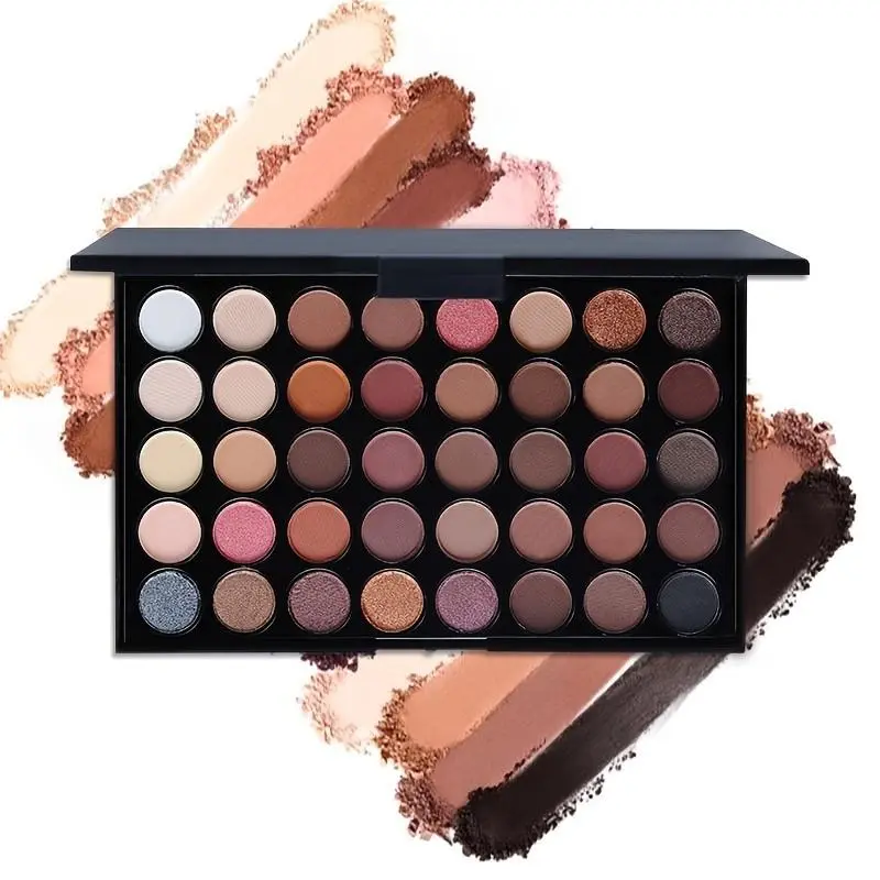40 Colors Earth Tone Matte & Metallic Eyeshadow Palette, Highly Pigmented Palette, Shimmering Eye Makeup Powder, High Pigmented Glittering Eyeshadow for All Styles Makeup, Matte And Glitter, Pressed Eyeshadow Makeup, Valentine's Day Gift