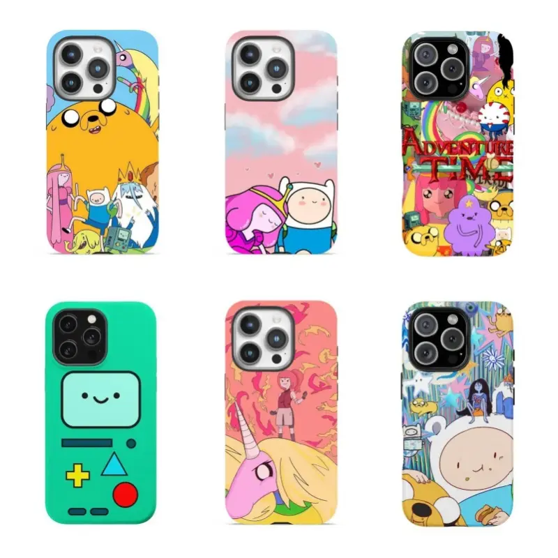 Tough Custom Print Adventure Time Cartoon Character Collage Polycarbonate Phone Case - Impact-Resistant Smartphone Accessory, Handheld Cellphone Devices Protection for iPhone 11-17 Pro Max, Samsung S22-S25 Ultra, Adult Fan Gift, Resistance, Casing