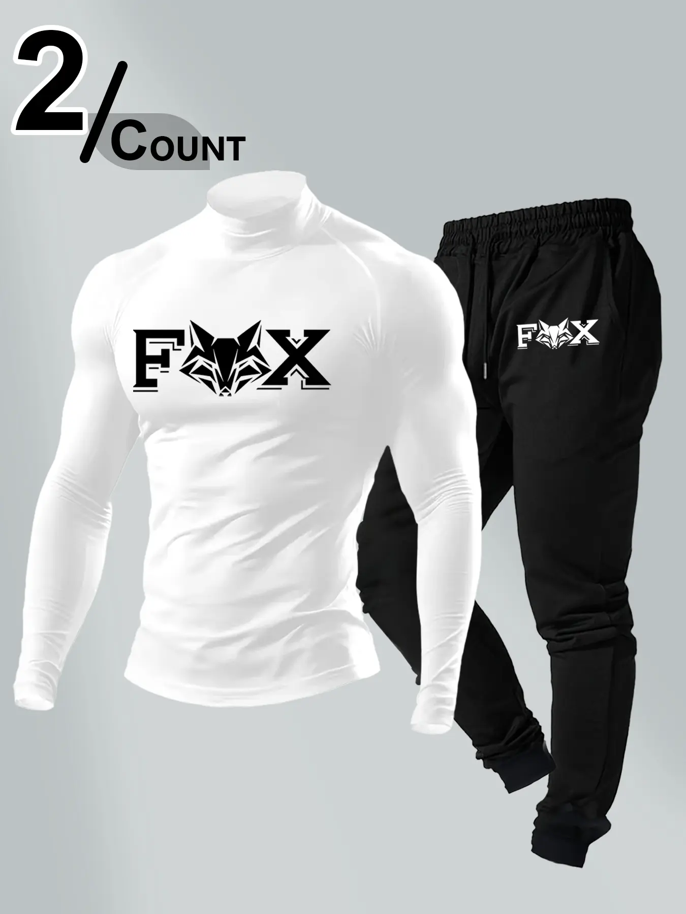 Fox Theme Fitness Gear Set, Gymswear, Fox Pattern Bodysuit & Ankle Cuffs, Muscle Definition, Strength Training Essential, Bold Style