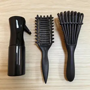 3-in-1 Hair Styling Kit – Spray Bottle, Volumizing Comb & Curling Brush for Bouncy Curls and Natural Textured Hairstyles Curl Defining Brush