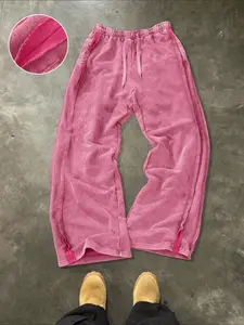 Men's Streetwear Cotton Plain Joggers, Loose Fit Elastic Waist Stretchable Knit Pants, Casual All-Season Woven Fabric, Daily Wear Fashion