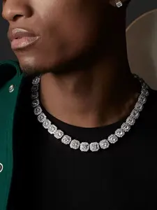 Elegant Zircon Tennis Necklace, Copper Metal Coated Chain, Jazz Cuban Chain, Cuban Link Chain, Unisex Fashion Jewelry, Perfect Gift for Daily & Special Occasions