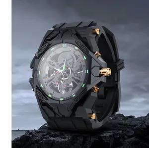 Novamos N3M Men's Elegant Automatic Skeletonized Ceramic Mechanical Watch, Water Resistant, Luminous, Trendy Design, Ideal Gift for Friends