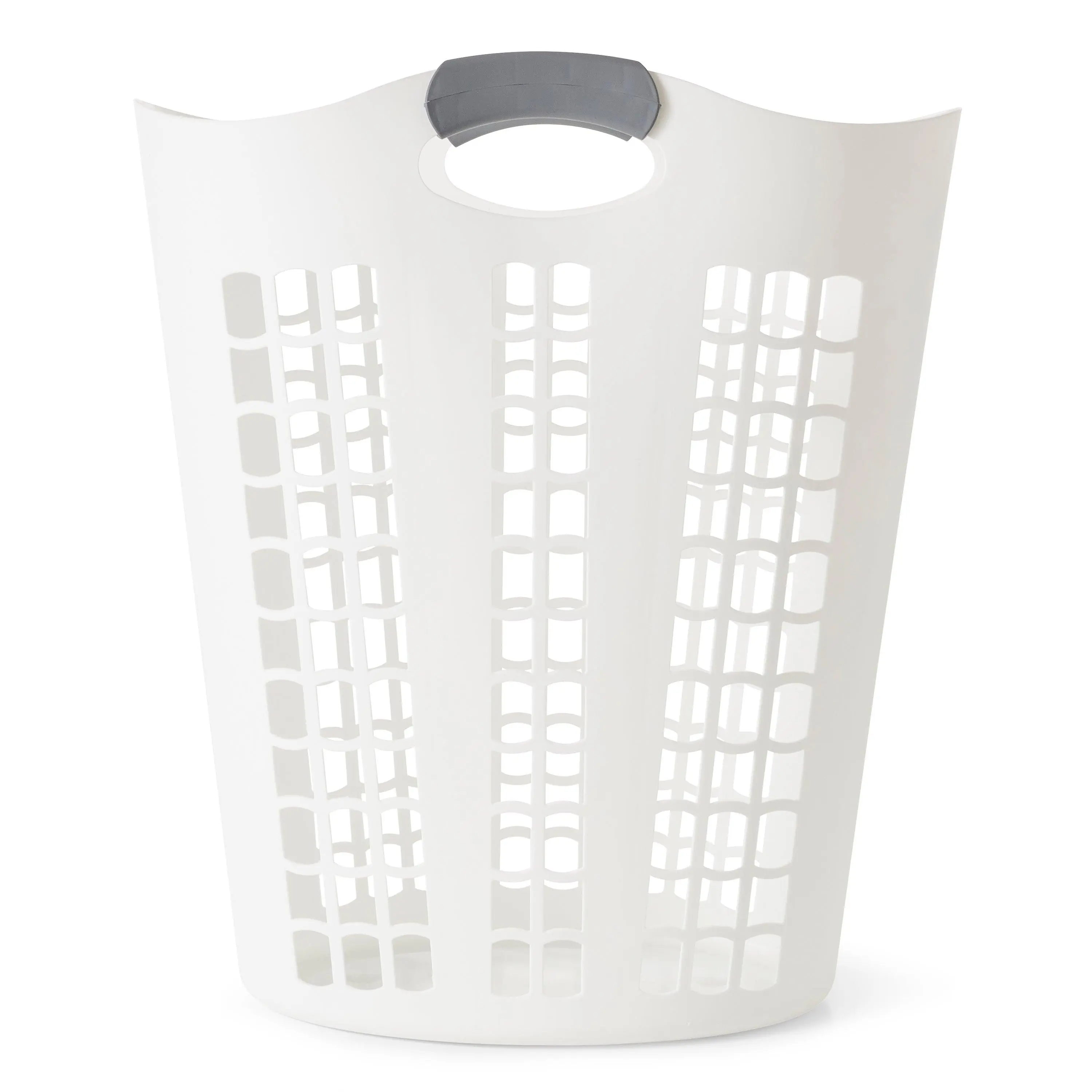 Gracious Living Easy Carry Large Vented Plastic Laundry Hamper w/Handles, White