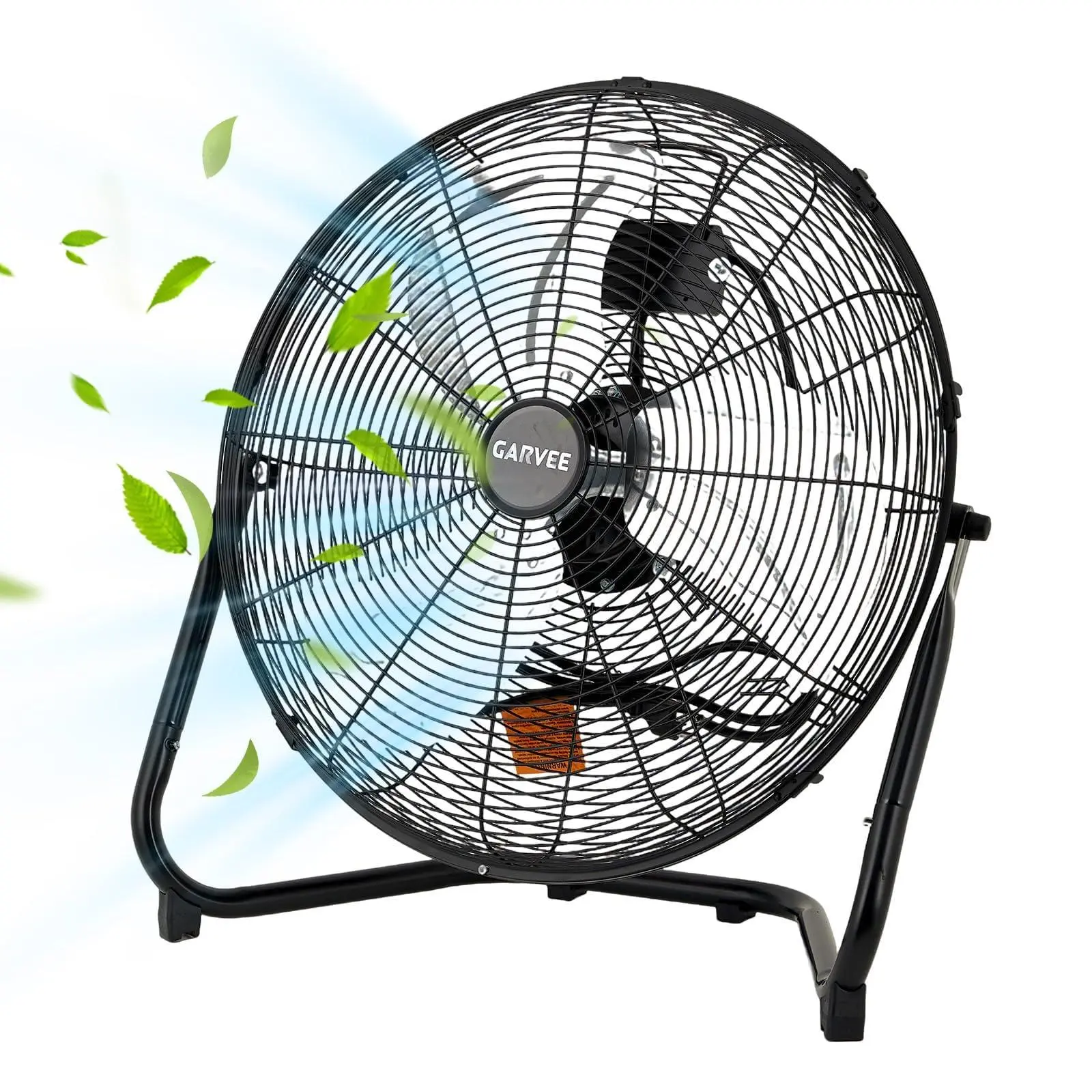GARVEE 12 Inch High Velocity Cooling Floor Fan, 3 Speeds 2000 CFM Portable Heavy Duty Industrial Fan, 360° Adjustable Tilt & Carry Handle, 24.6 ft/s Airflow Metal Fan for Industrial Commercial Garage Home