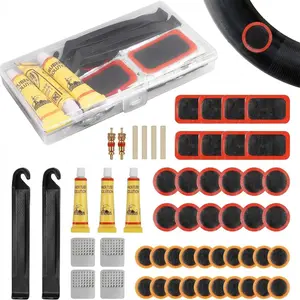 Bike Tire Repair Kit, 55 Pcs Bike Tube Patch Kit with Levers, Tire Patch and Glue, Ideal for Mountain and Road Bikes, Essential Cycling Gear