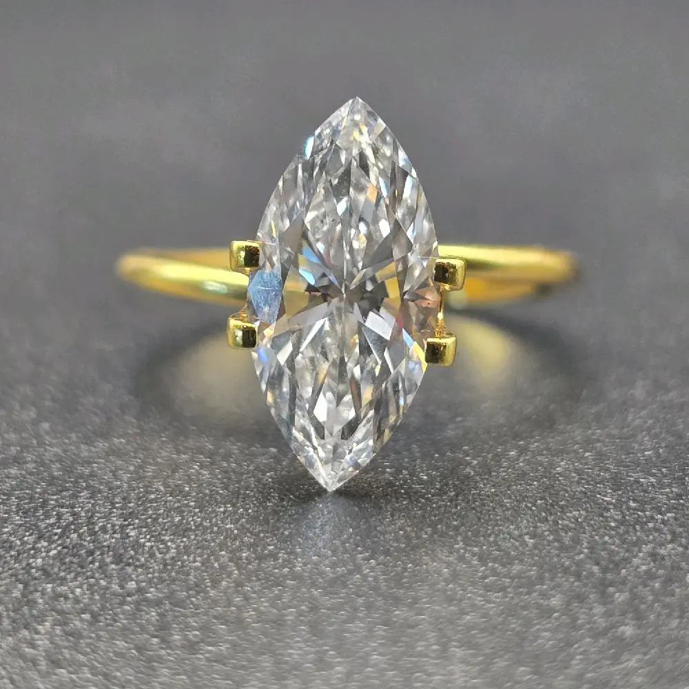 Lab Grown 2.88 Carats Marquise Cut Diamond Ring - Elegant Gemstone Jewelry Piece