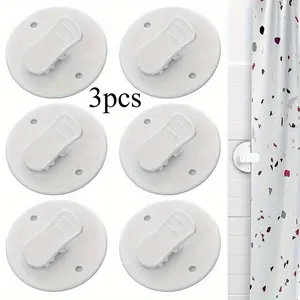 Shower Curtain Clip, 3 Counts Windproof Splash Guard, Adhesive Windproof Splash Clips, Bathroom Curtain Weight Clip for Home, Bathroom Accessory
