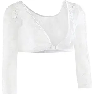Women's Basic 3/4 Length Slip-on Lace Sleeves White