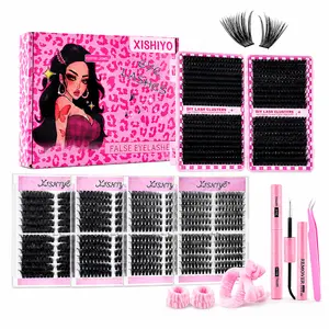 Professional DIY Lash Clusters Gift Bundle | 30D-100D C/D Curl Mixed 9-16mm Manga Wispy Individual Eyelashes | Full Makeup Set with Bond & Seal, Remover & Tweezer Kit for At-Home Lash Extensions