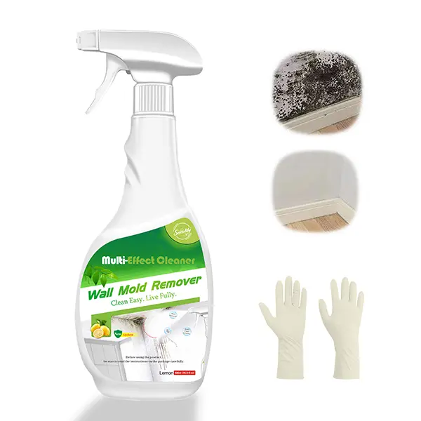 Snowlily Household Lemon-Scented Liquid Mold Remover Spray Kit (16.9 oz) - Anti-Scratch Multipurpose Cleaner, Includes Disposable Gloves, Pad, Stain Lift for Indoor Walls, Tile, Patio Surface Clean
