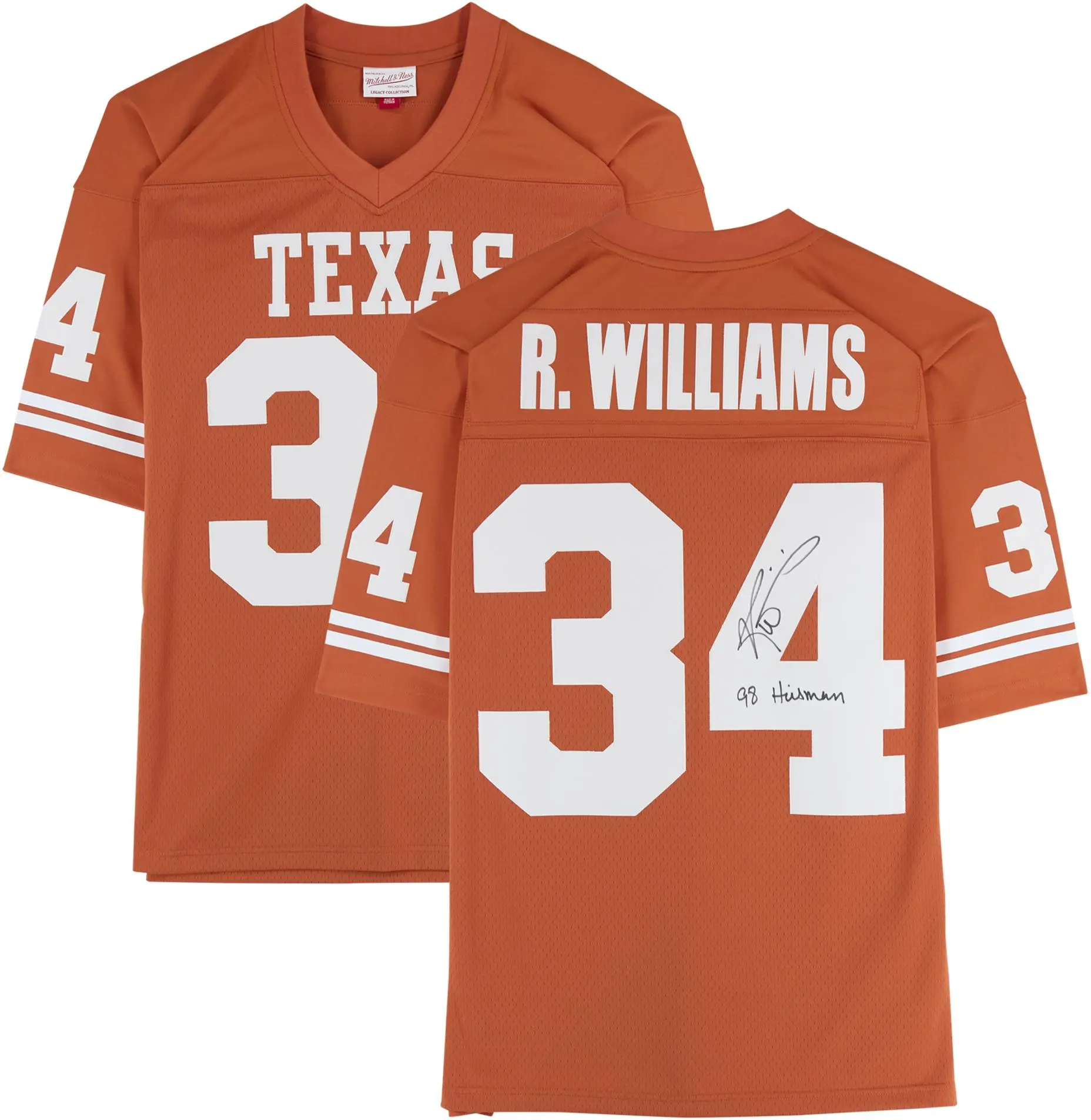 Ricky Williams Texas Longhorns Autographed Mitchell and Ness Orange Replica Jersey with "98 Heisman" Inscription - Fanatics Authentic Certified