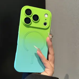 Premium Gradient Magnetic Silicone Case for iPhone 17/16/15/14/13/12/11 Pro Max Fingerprint-Resistant with Lens Protector and Drop-Proof Protection