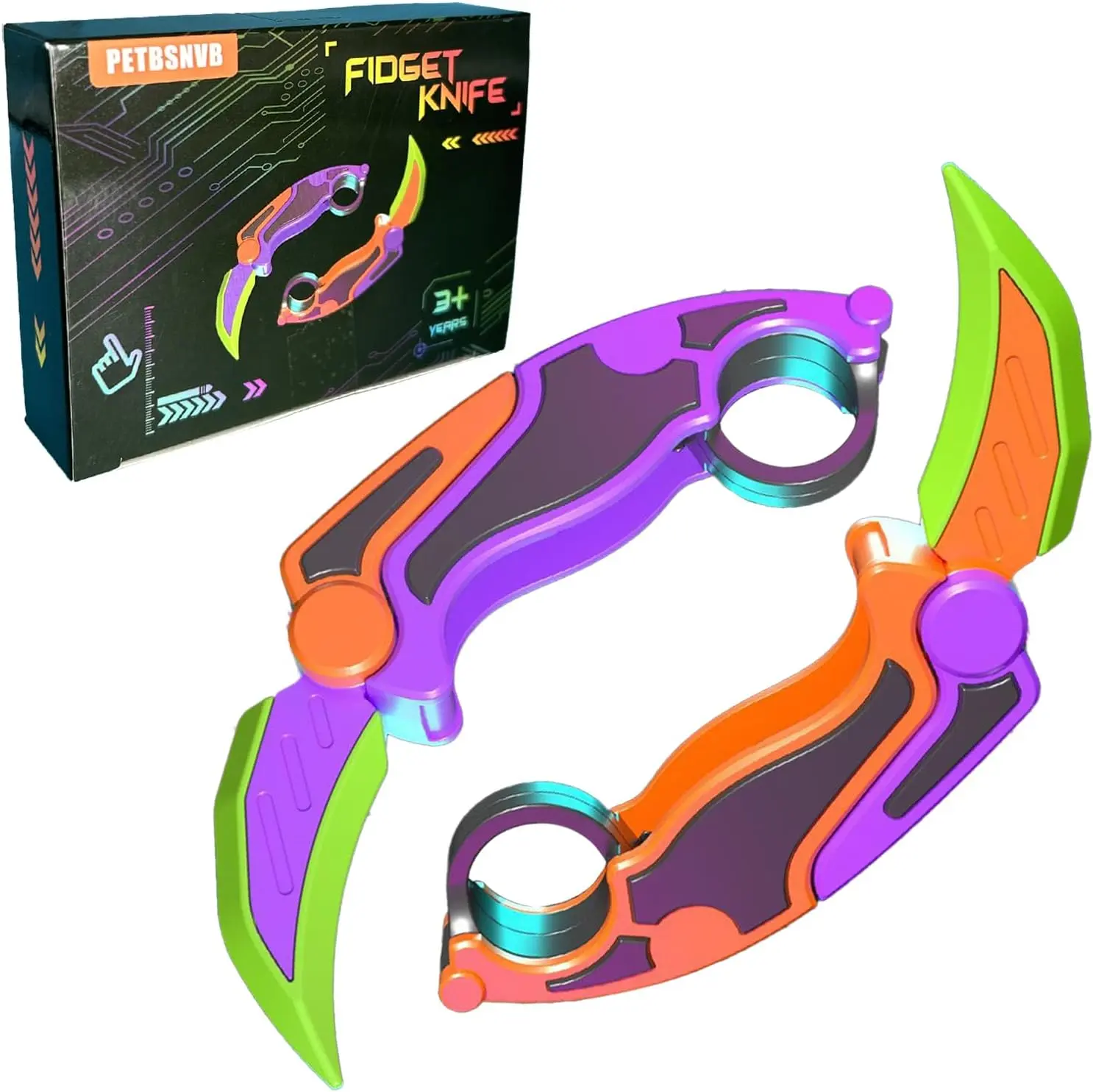 PETBSNVB 2Pcs Fidget Claw Knife, 3D Gravity Knife Toy, 3D Gravity Plastic, Switchblade, Printed, Printing Knife, Carrot Knife,Sensory Knife Fidget Toys for Kids & Adults, Anxiety Stress Relief Toy