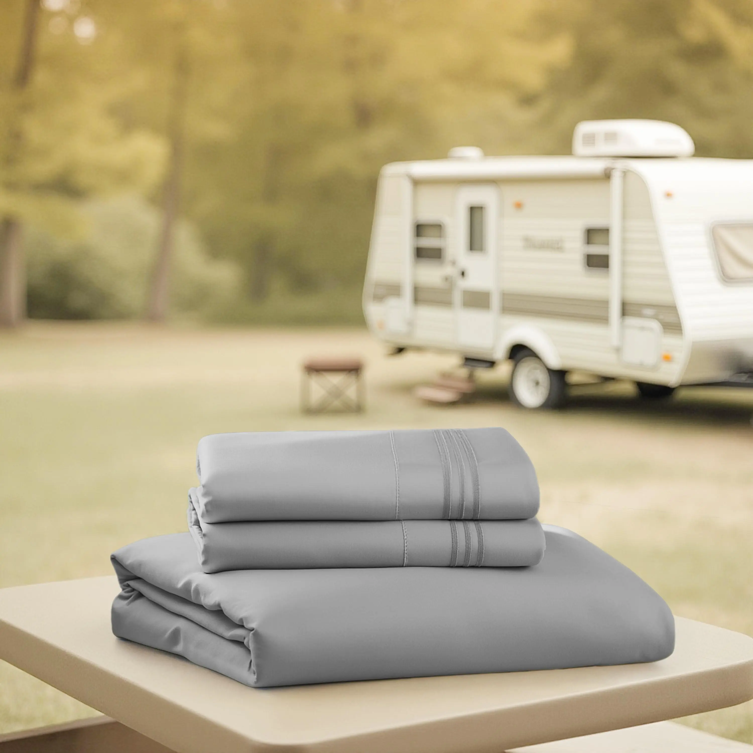 Nestle 4-Piece Queen/Short Queen Bed Sheets Set, Double Brushed Luxury Soft Microfiber Hotel Spa Bedding for Campers, Cooling, Wrinkle-Resistant, Anti-Allergic, Fade-Resistant, Washable, Dries Quickly on Tumble Dry Low, Eco-Friendly Linens