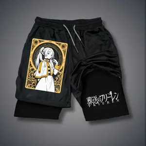 Anime Double-Layer Sports Shorts Graphic Shorts Black Shorts Camo Shorts Streetwear Shorts Men Outfits Men Short Shorts Vacation Outfits Shorts