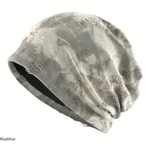 Y2K Graphic Beanie - Lightweight, Breathable Black Cap with Orange & White Design for Men & Women, Casual All-Season Headwear