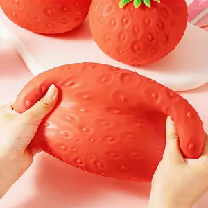 Squeeze Strawberry - Extra Large 5" Squishy Stress Ball for Adults & Kids 3+ - Fruity Fidget Toy for Stress Relief & Sensory Play - Safe & Durable Non-Toxic Material
