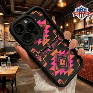 Western Southwest Aztec Tribal Pattern Cow Head Design Phone Case for iPhone Samsung 17 16 15 14 Pro Max 13 12 11 XR XS Plus Air Galaxy S25 S24 S23 S22 A71 A56 A55 A54 A53 A52 Shockproof Anti Drop Protective Soft TPU Durable Cover Gift for Girl Fashion
