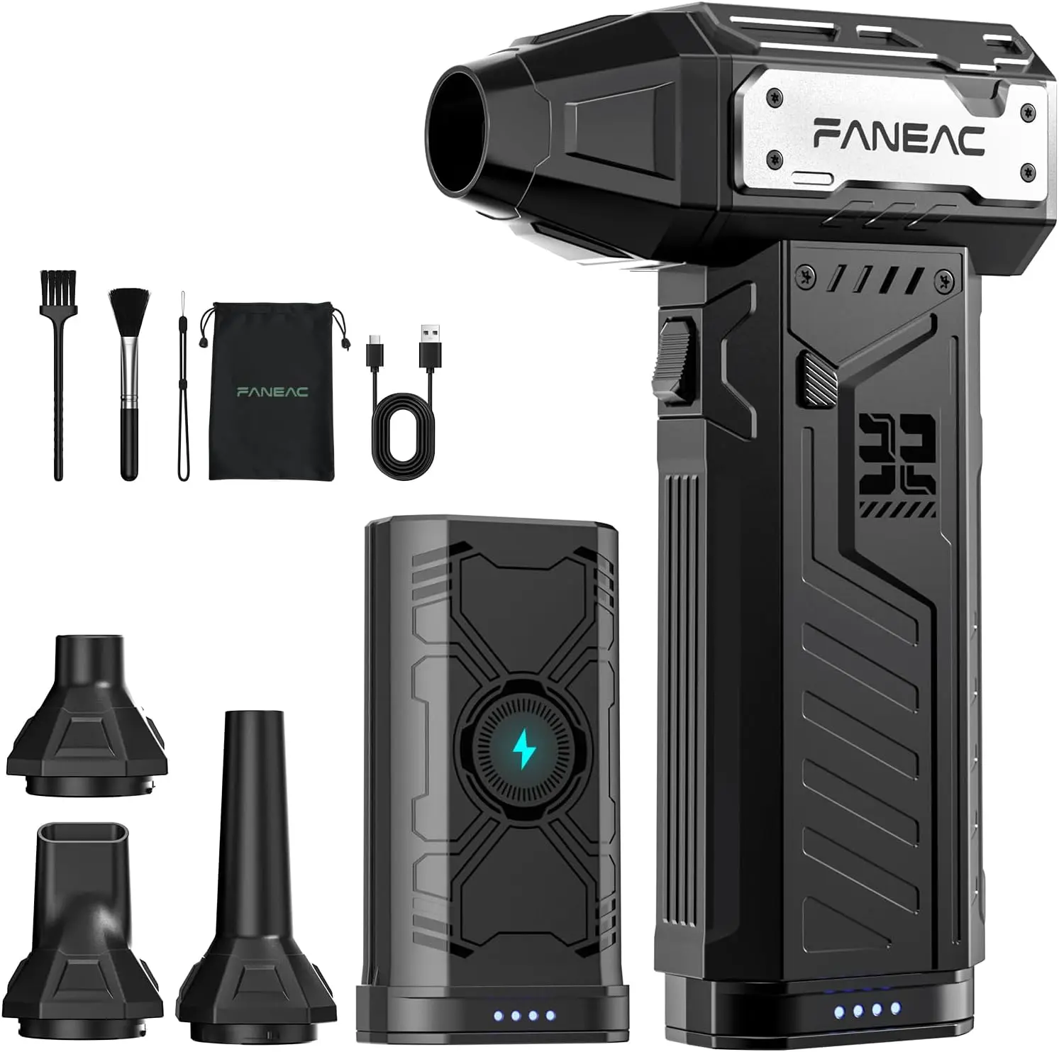 Ultra-Powerful Electric Air Duster – 150,000 RPM Brushless Motor for Deep Cleaning. Blast Away Dust from Keyboard, PC, Electronics, AC Vents & Car Seats. Quickly Tackle Snow on Cars/Patios. Cordless with 2× Long-Life Battery Packs.