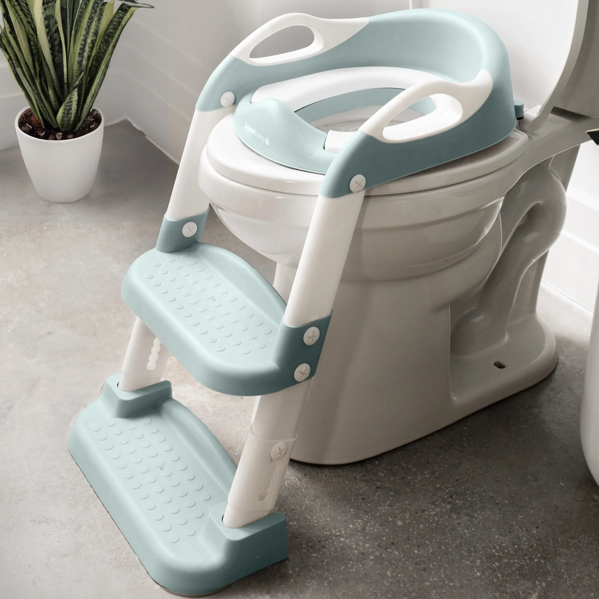 Jool Baby Potty Training Seat with 2 Step Ladder for Toddlers – Soft Cushioned Seat & Splash Guard, Adjustable Height