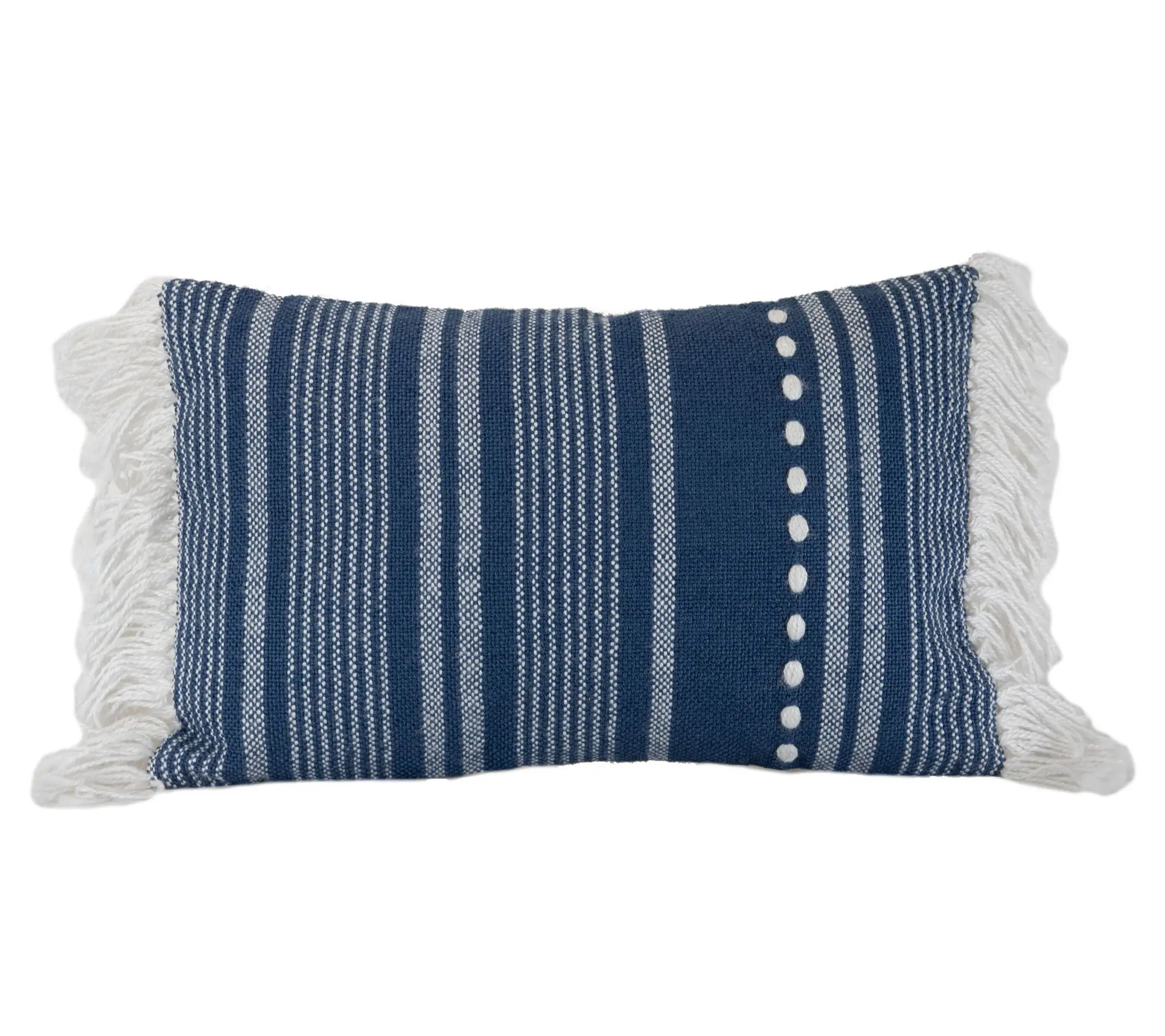 Foreside Home & Garden Blue Striped Hand Woven14x22"Pillow