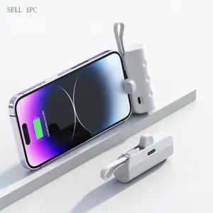 Portable 5000mah USB Power Bank, Capsule Design Pocket Charger, Type-C Interface, Small Emergency Backup Battery for iPhone & Android Devices