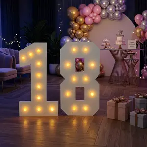 3FT Marquee Light Up Numbers 0-9, Party Decoration Large Marquee Light Up Numbers Pre-cut Foam Board Set Can Be Used for Birthdays, Weddings, Anniversaries, 2026 Graduation Ceremony Decorations, Party Lights