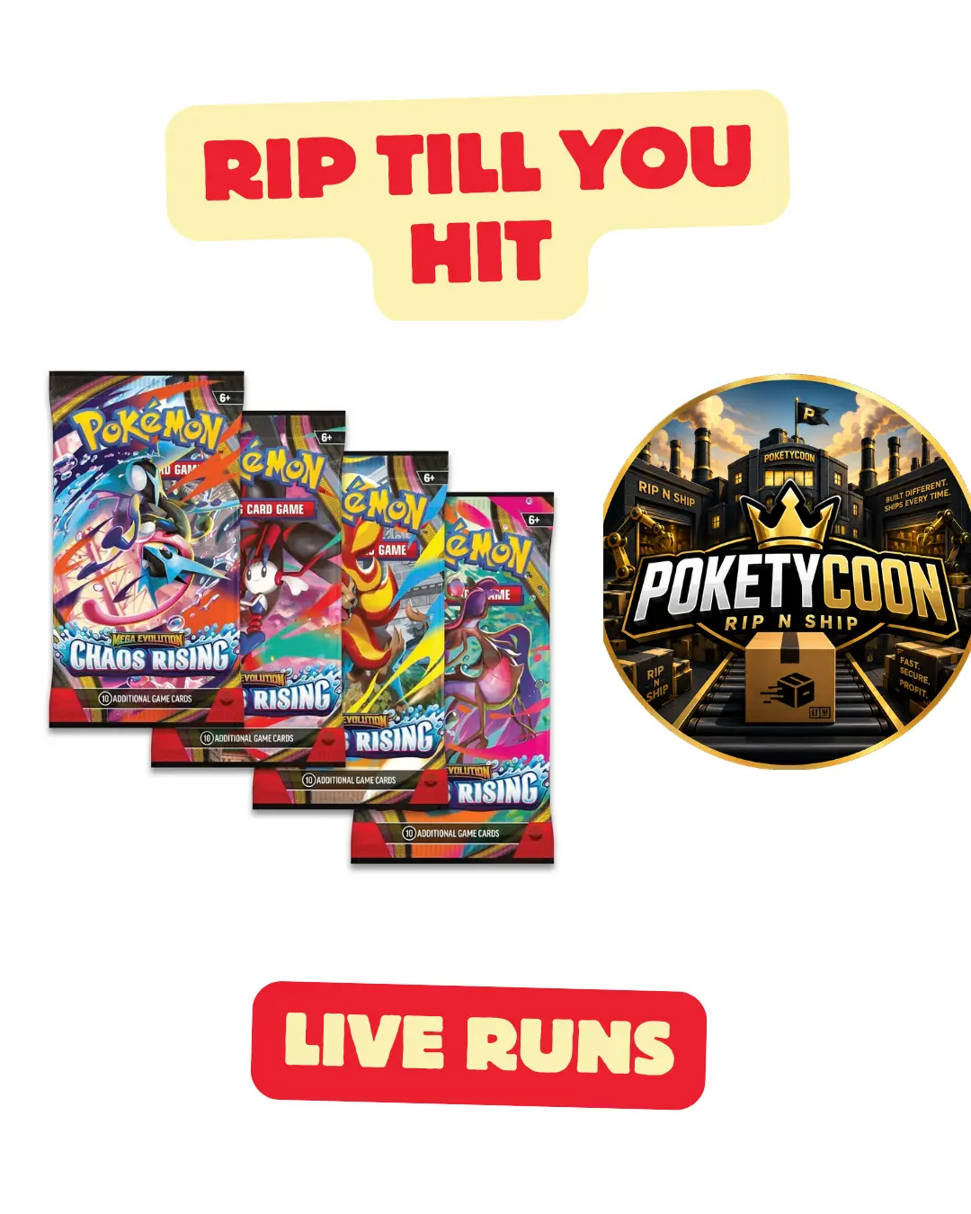 Pokemon Chaos Rising Rip Till You Hit Booster Packs with Pack Minimum
