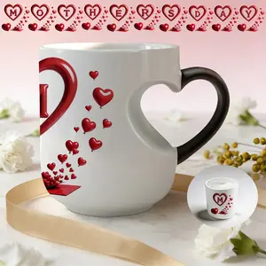 💌💕Find Your Perfect Initial! 11oz Heat Sensitive Color Changing Mug A-Z Initial Heart Design with Heart-Shaped Handle, Magic Thermosensitive Ceramic Coffee Cup for Birthday & Mother's Day Gift
