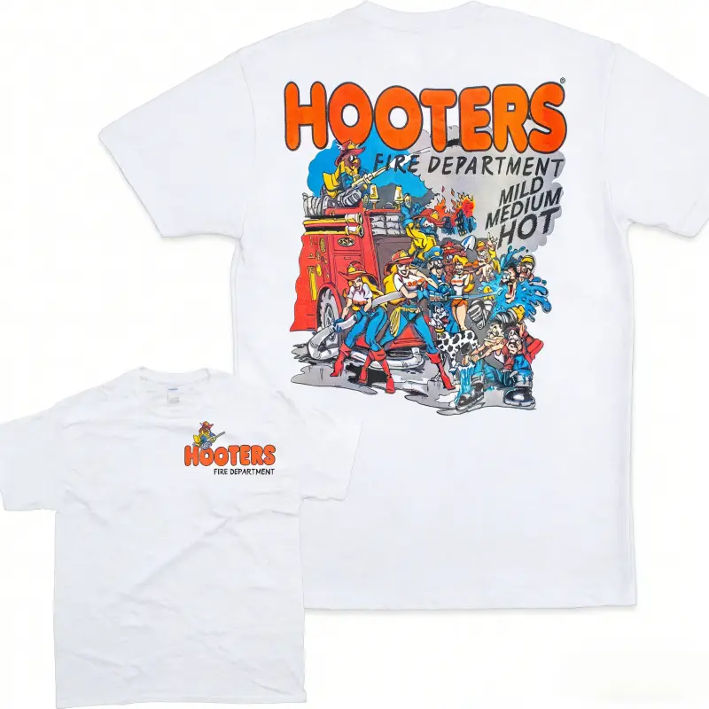 Unisex Hooters Fire Department Short-Sleeve Fitted Tee, 100% Cotton Everyday Style T-Shirt, Comfortable and Breathable Sports Top, Shortsleeve, Graphic