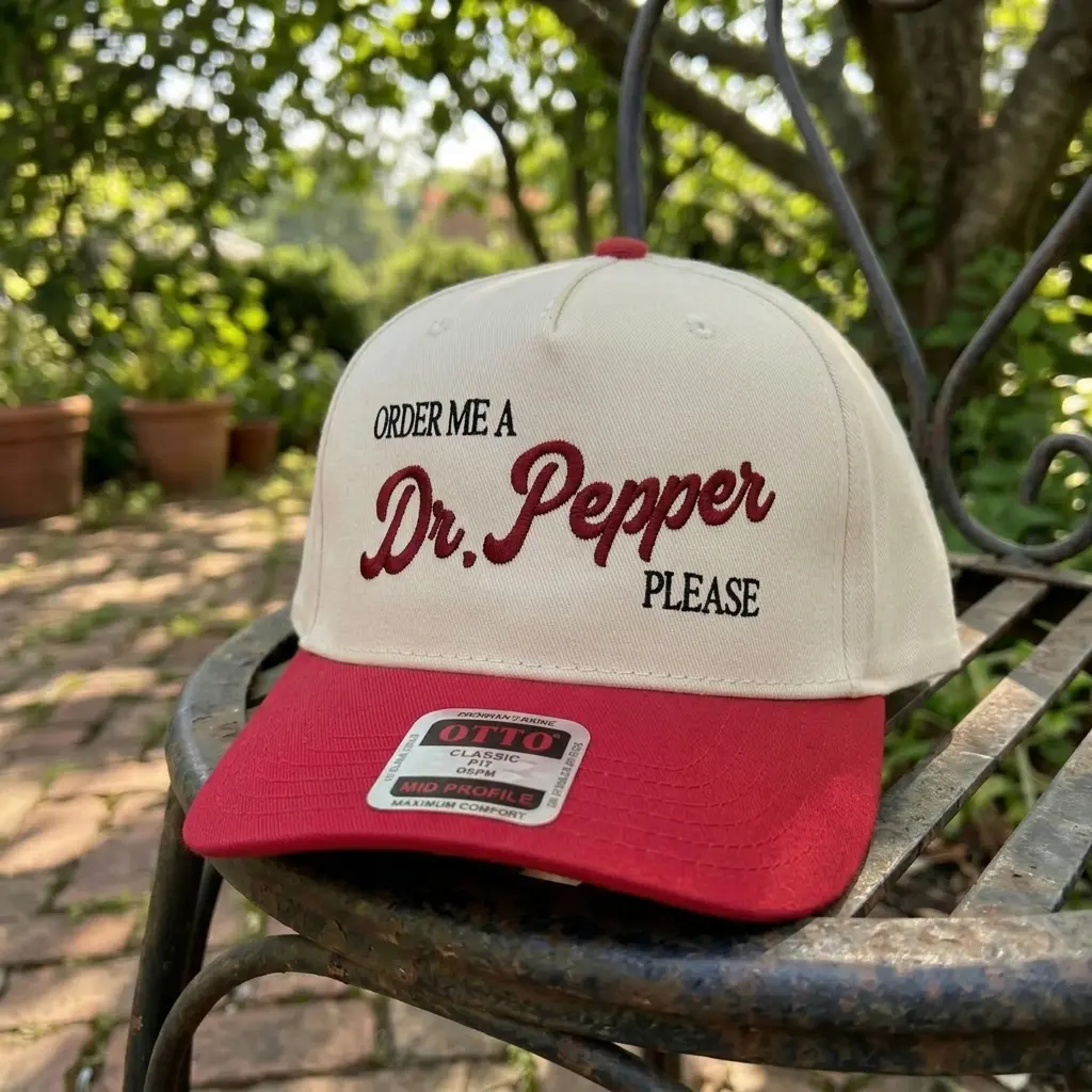 Order Me A Dr Pepper Please Embroidered Trucker Hat, Funny Soda Lover Baseball Cap, Retro Snapback Hat