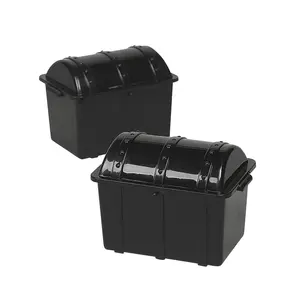 4 1/2" Small Black Plastic Pirate Chest Treat Containers - 12 Pc.