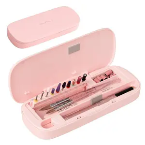 MelodySusie Acrylic Nail Tool Storage Box, Portable Dustproof Stand Displayer Holder Organizer Container Manicure Efile Accessories Nail Drill Kit Case, Travel Salon Home, Pink(Only Box)