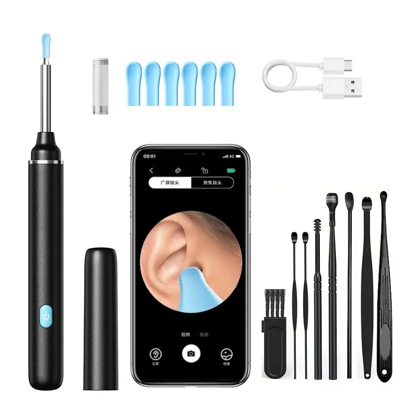 Ear Wax Removal Tool, 1080P Ear Cleaning Tool with 6 Counts Ear Pick Tools, Rechargeable Earwax Removal Tool for Ear Care, Earwax Remover Tool, Earwax Cleaner