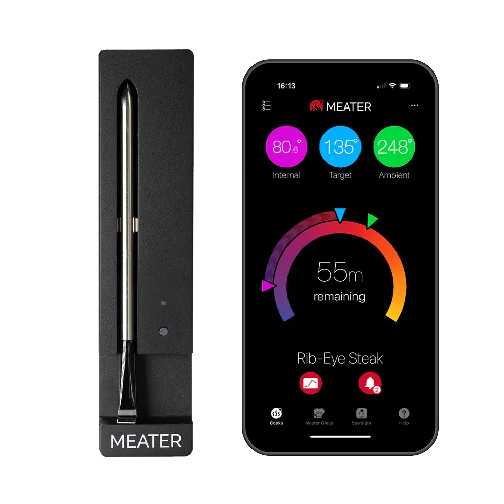 MEATER SE Smart Wireless Meat Thermometer with Bluetooth Long Range Connectivity Lightweight Sturdy Plastic Charger for Precise Cooking Results