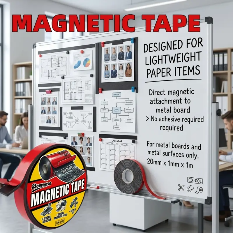 Doeyvose Ultra Thin 1mm Magnetic Tape, Invisible Fit, Flexible and Cuttable, for Home, Office, Fridge, Whiteboard